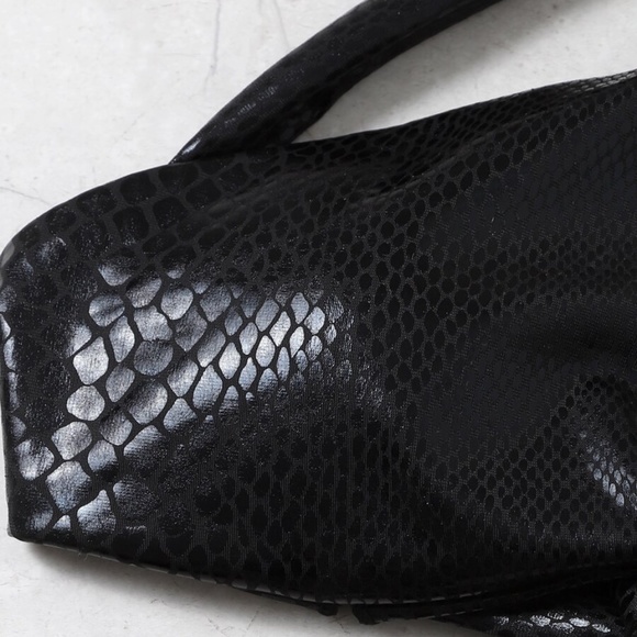 Boho Snakeskin One Shoulder Bikini Swim Black - Picture 3 of 6